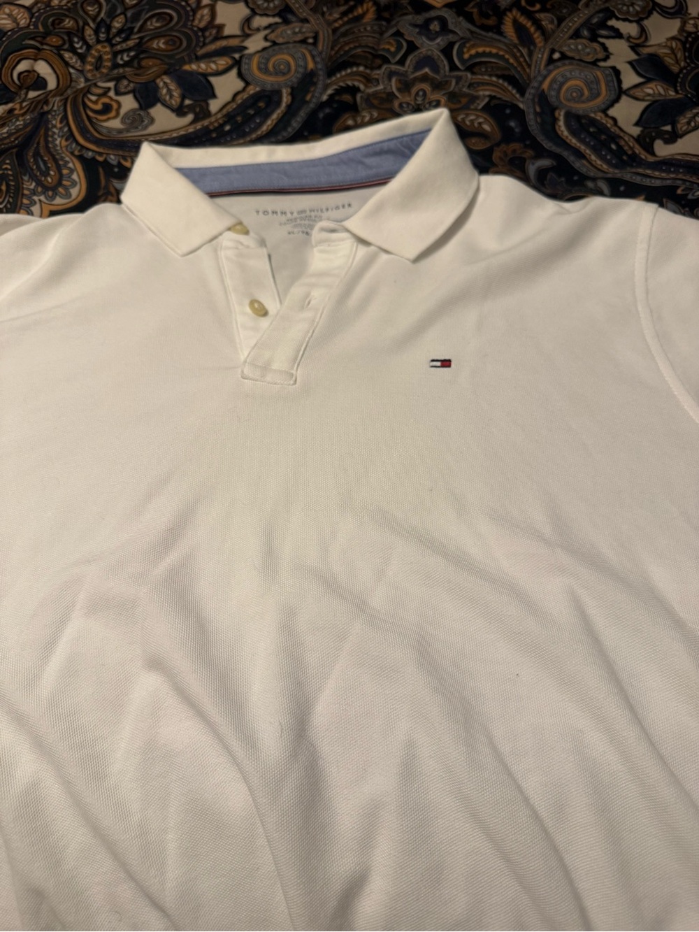 Tommy Hilfiger Men’s White Polo with Flag Logo